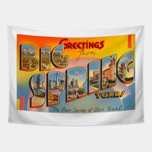 Greetings from Big Spring Texas - Vintage Large Letter Postcard Tapestry