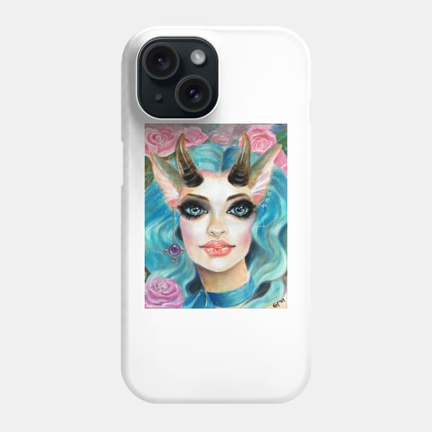 Blue Haired Goat Girl Phone Case by KimTurner