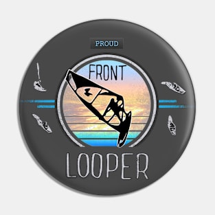 Proud Front Looper Windsurf Jump at Sunset over Ocean Waves Pin