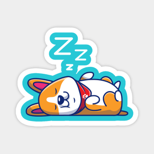 Cute Corgi Sleeping Cartoon Magnet