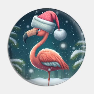 Cute Christmas Flamingo Pin