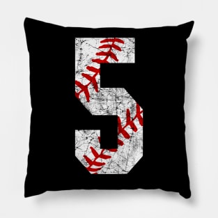 Vintage #5 Baseball Laces Baseball Mom Jersey Love Baseball 5th Birthday T-shirt Pillow