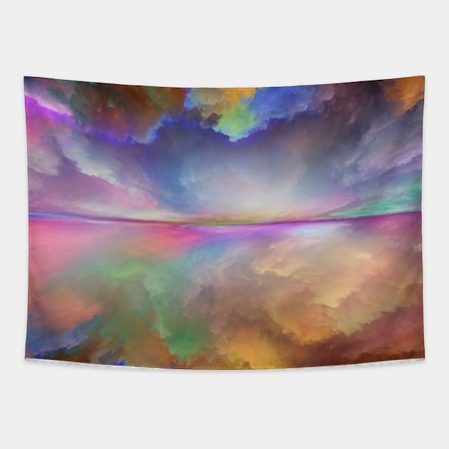 Rainbow Clouds Reflection Tapestry by designsbycreation