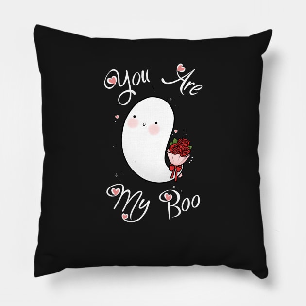 Cute Ghost You Are My Boo Valentines Day Pillow by TheGhoulishGarb