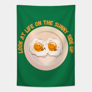 Look at Life on the Sunny Side Up - Funny Egg Puns Humor Tapestry