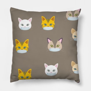 All Cats Wearing Masks Pattern Graphic illustration Mask Pillow