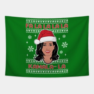 Ugly Christmas Sweater Fa La La Kamala Harris Funny Political Humor Tapestry