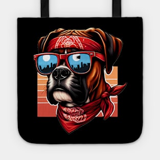 Funny Boxer Dog with Sunglasses Tote