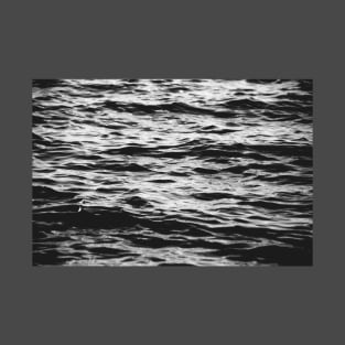 Marbled Ocean Waves Black and White T-Shirt