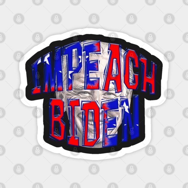 PATRIOTIC IMPEACH BIDEN OVER Caricature / Cartoon Magnet by Roly Poly Roundabout