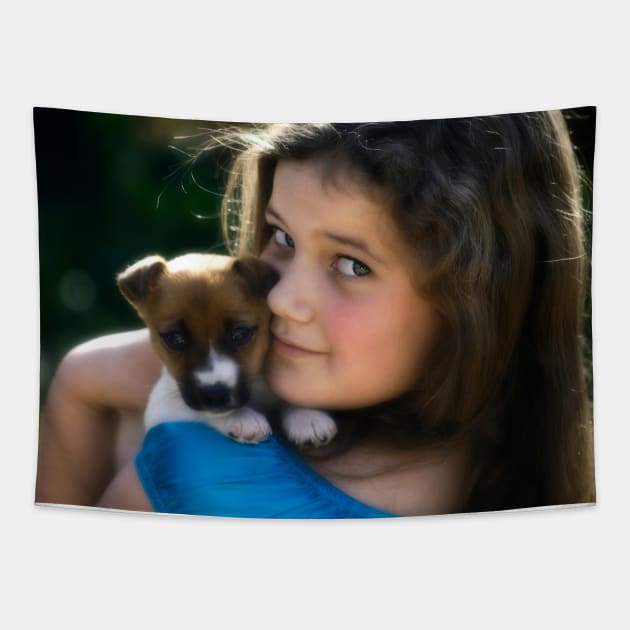 Puppy Pleasure Tapestry by micklyn