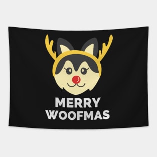 Merry Woofmas - Merry Woofmas Funny Merry Christmas Tree Dogs Lovers Owner Gift For Women Men Tapestry