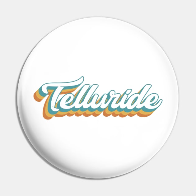 Telluride Colorado Resort Retro Lettering Pin by KlehmInTime