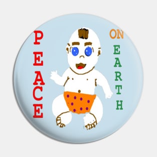 Baby Peace on Earth on Blue Background Pin