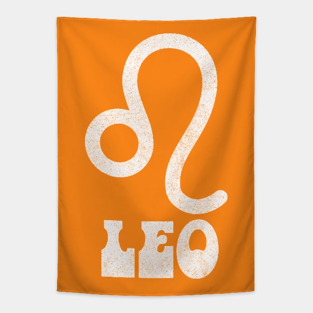 Leo / Retro Zodiac Symbol Faded-Style Design Tapestry by CultOfRomance