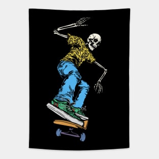 Skateboarding Skeleton Tapestry