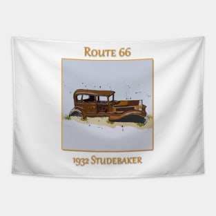 1932 Studebaker on Route 66 in Petroglyph National Park Tapestry
