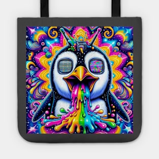 trippy alien space penguin Tote