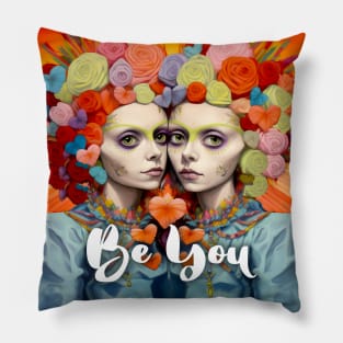 Embrace Authenticity: "Be You" Like No One is Watching on a Dark Background Pillow