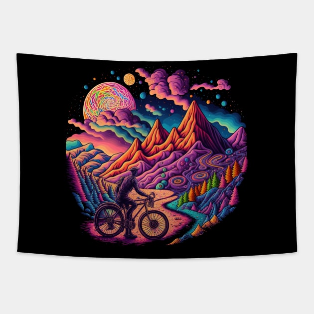 Bicycle Day 1943 | Colorful Psychedelic Art Tapestry by Trippinink