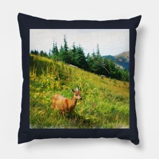 deer on field Pillow