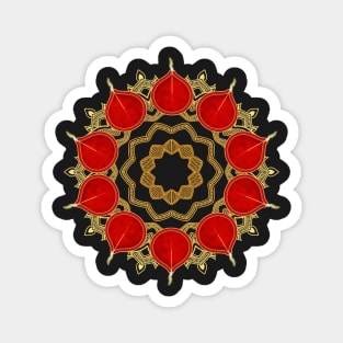Diwali Burnt Orange Diyas on Gold Mandala Magnet