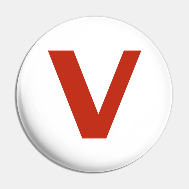 Letter v in Red Text Minimal Typography Pin by ellenhenryart