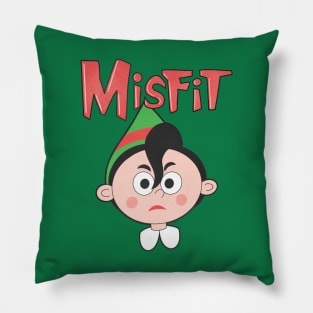 Misfit Elf 3 Red and Green Pillow