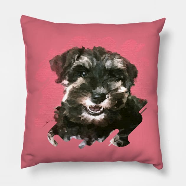 Miniature Schnauzer Puppy Pillow by Nartissima