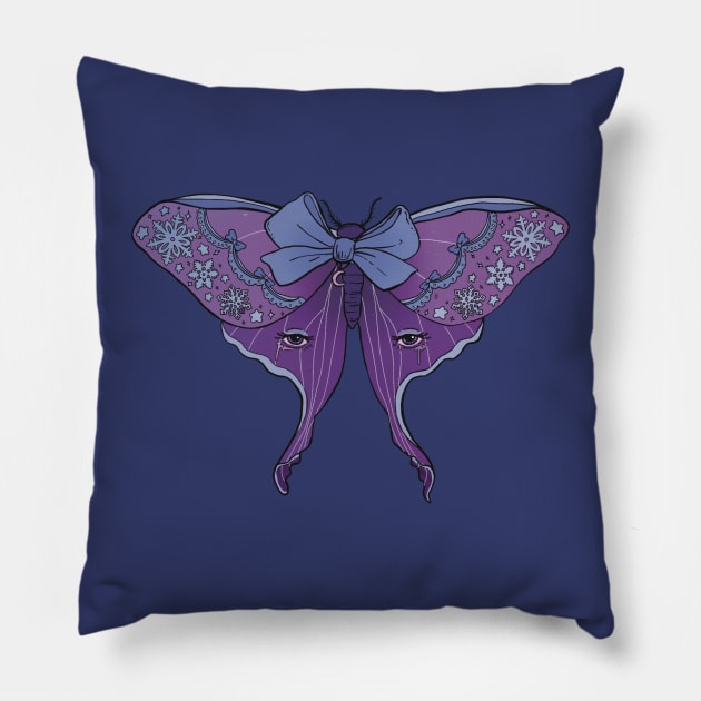 Snow Lunar Moth Pillow by Liberal Jane Illustration