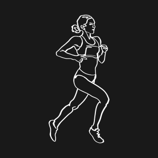 Marathon Runner - One Line Art Marathoner T-Shirt