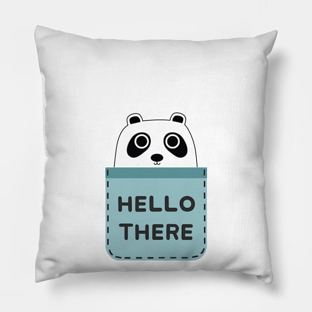 Pocket Panda Pillow by Mint Cloud Art Studio