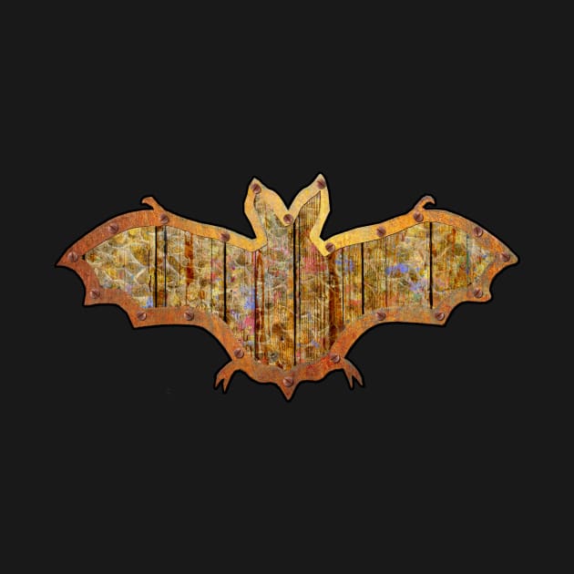 Battered Wooden Halloween Bat Decoration In A Retro Style by crunchysqueak