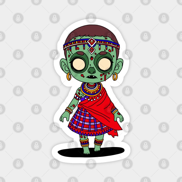 Cute Maasai Zombie Magnet by H. R. Sinclair
