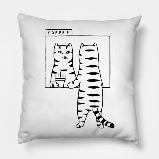 Cat Cafe Pillow by RicardoCarn