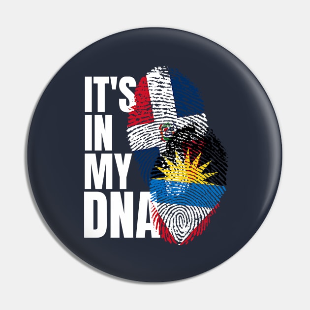 Antiguan Plus Dominican Mix DNA Flag Heritage Gift Pin by Just Rep It!!