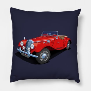 1954 MG TF sports car in mg red Pillow