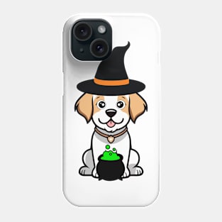 Funny Happy Dog is wearing a witch costume Phone Case