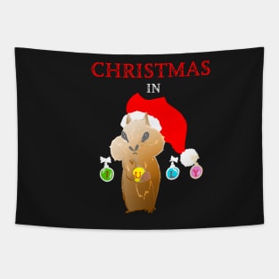 Funny Christmas in July Cute Chipmunk Tapestry