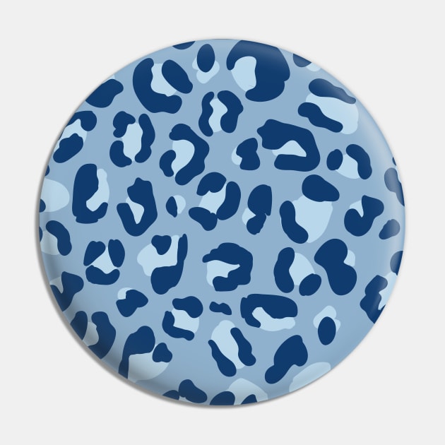 Leopard Print in Blues, Pastel Blues and Navy Blue Pin by YourGoods