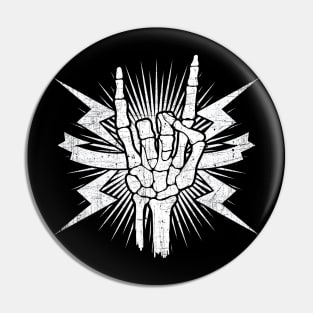 Heavy Metal Rock Skeleton Hand Pin