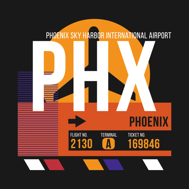 Vintage Phoenix PHX Airport Code Travel Day Retro Air Travel by Now Boarding