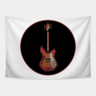 Tiled Pixel 360 12-String Guitar in a Black Circle Tapestry