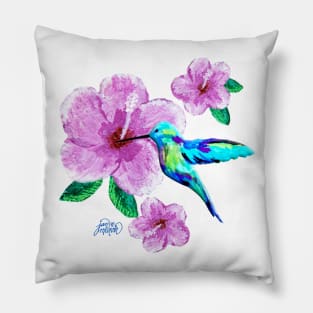 Hummingbird & Flowers Pillow