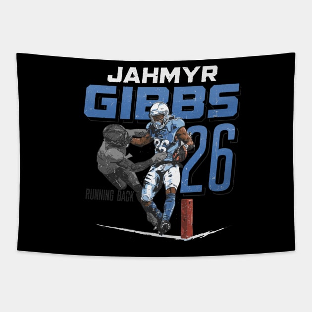 Jahmyr Gibbs Detroit Stiff Arm Tapestry by ganisfarhan