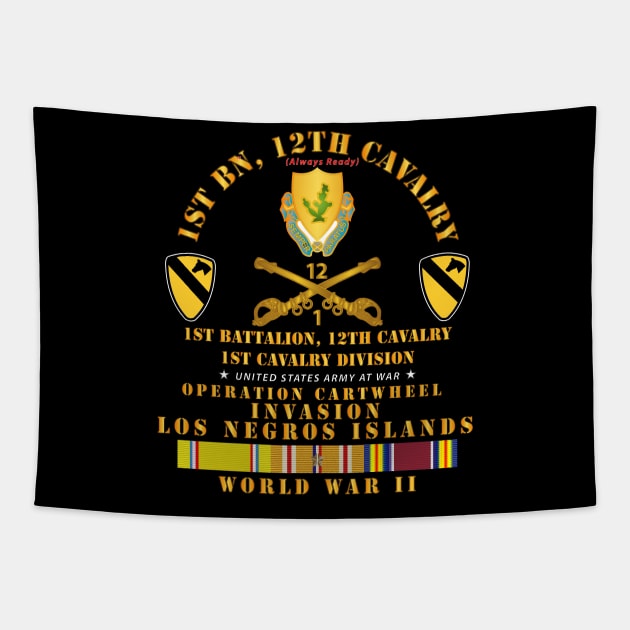 1st Bn 12 Cav - 1st Cav - Invasion Los Negros - WWII w PAC SVC Tapestry by twix123844