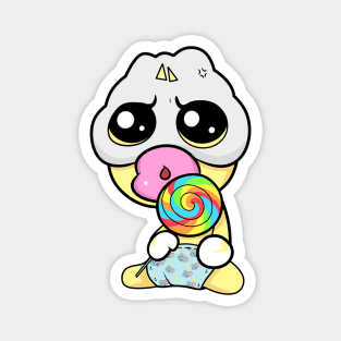 Cute Slluks character is ready for his rainbow candy illustration Magnet