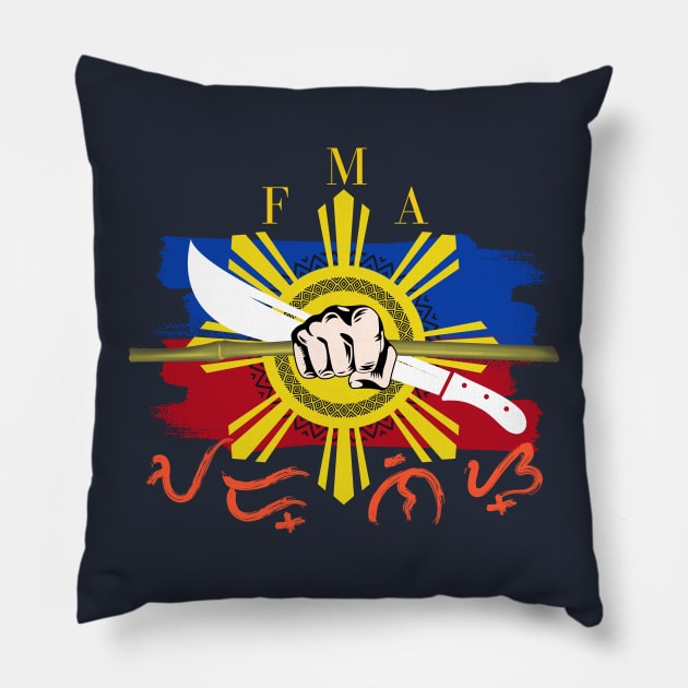 Filipino Martial Arts (FMA) Baybayin word Arnis Pillow by Pirma Pinas