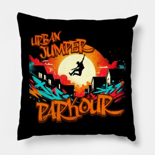 Urban Jumper Parcour Graffiti Design Pillow