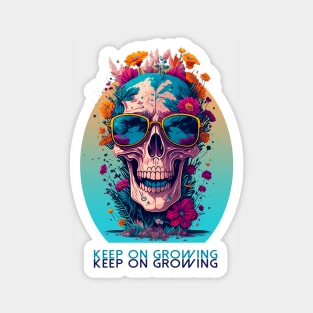 Classic Flourish Bloom Skull In Vintage Retro Style Magnet